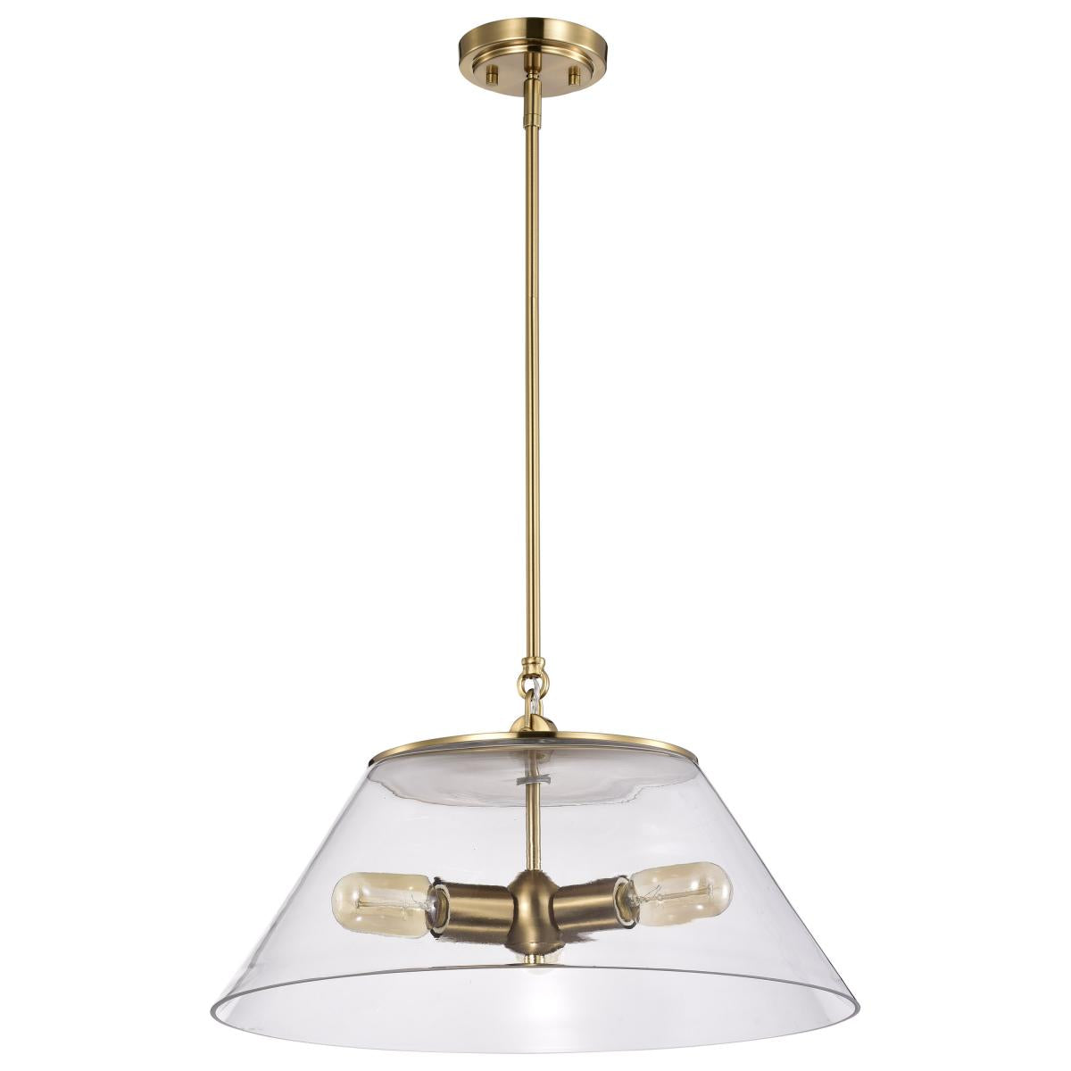 Dover - 3 Light - Large Pendant - Vintage Brass with Clear Glass - Satco 60-7416