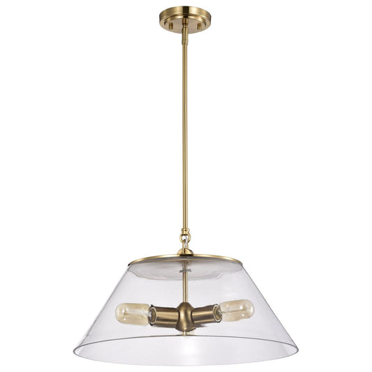 Dover - 3 Light - Large Pendant - Vintage Brass with Clear Glass - Satco 60-7416