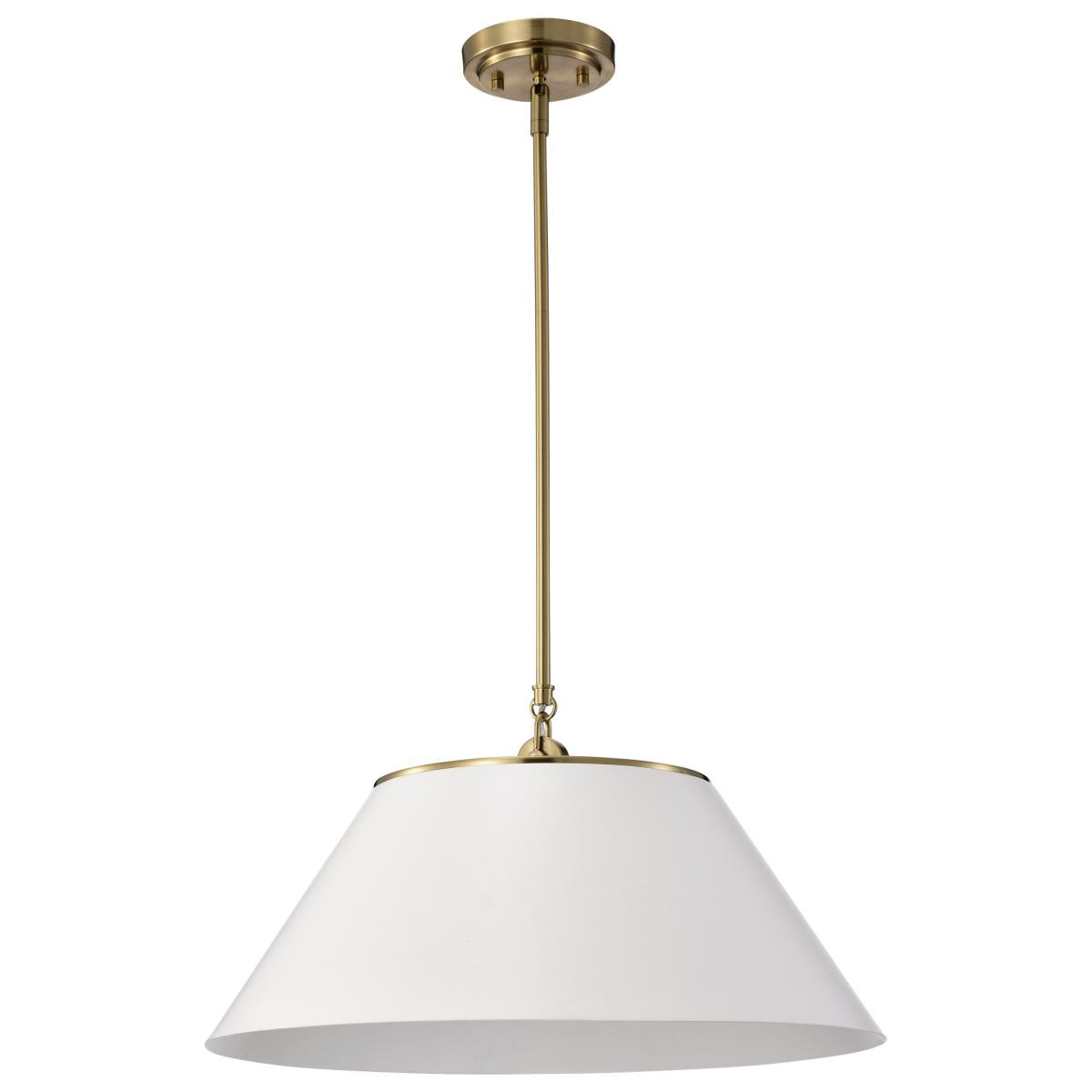 Dover - 3 Light - Large Pendant - White with Vintage Brass - Satco 60-7415