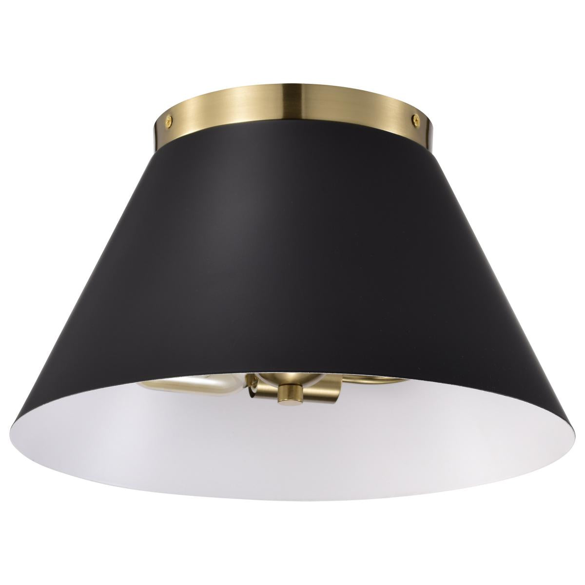 Dover - 3 Light - Small Flush Mount - Black with Vintage Brass - Satco 60-7417