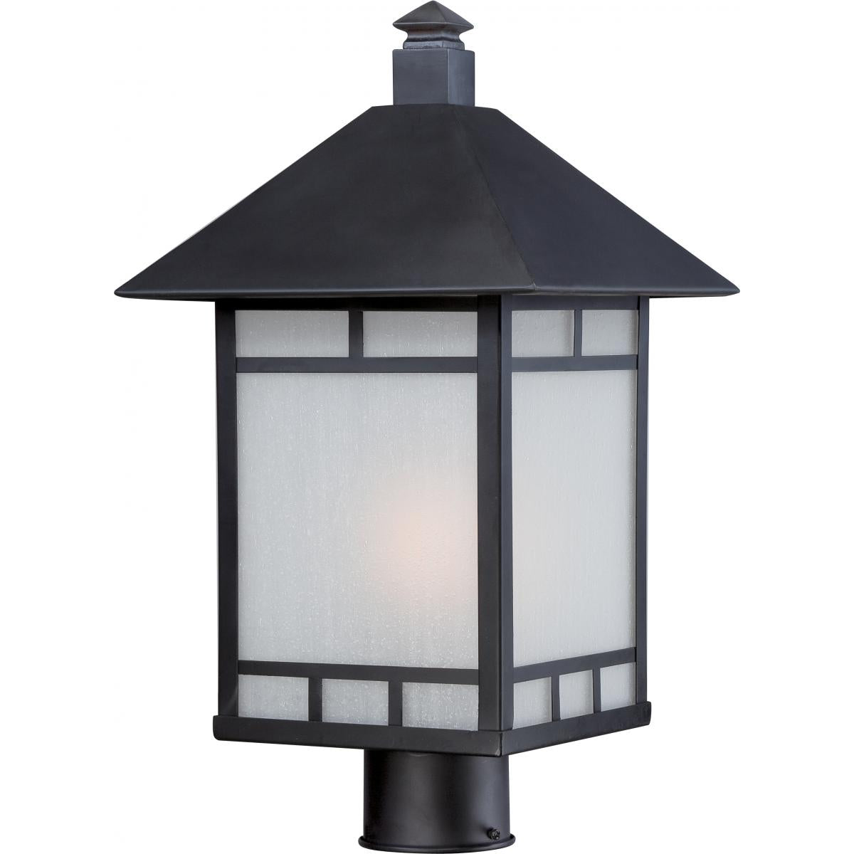 Drexel - 1 Light - Post Lantern with Frosted Seed Glass - Stone Black Finish - Satco 60-5605