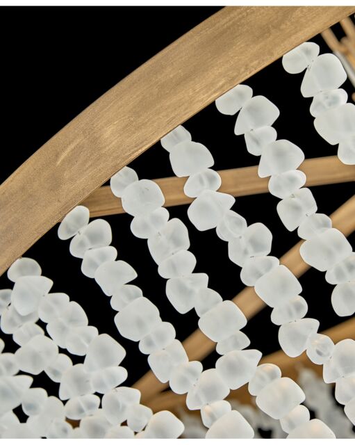 Dune Medium Single Tier Chandelier - 8-Light - Soft White Sea Glass - Burnished Gold by Fredrick Ramond