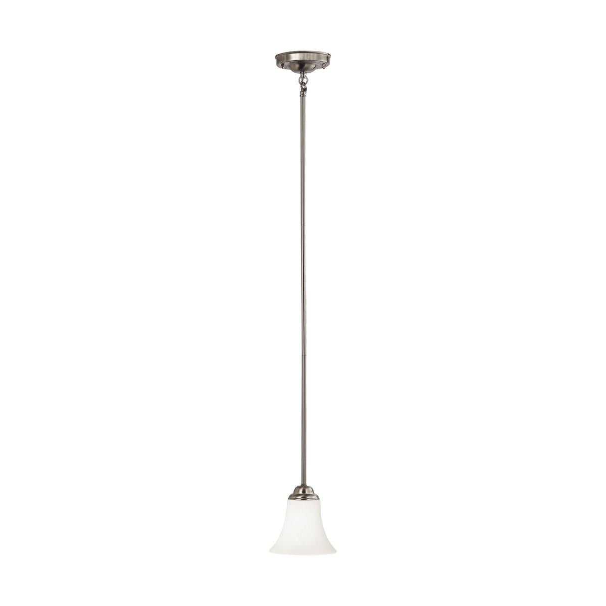 Dupont - 1 Light Mini Pendant with Satin White Glass - Brushed Nickel Finish