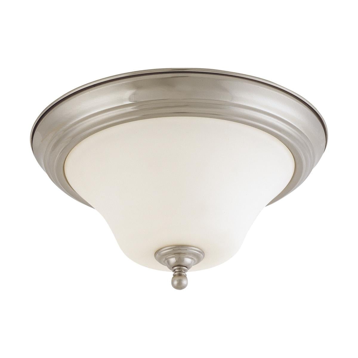 Dupont - 2 light Flush with Satin White Glass - Brushed Nickel Finish