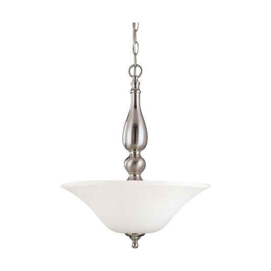 Dupont - 3 Light Pendant with Satin White Glass - Brushed Nickel Finish