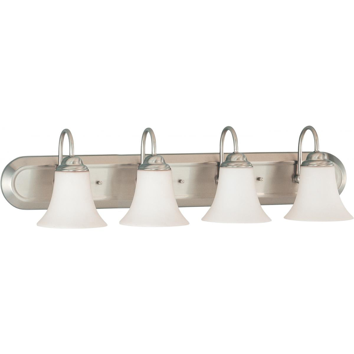 Dupont - 4 Light Vanity with Satin White Glass - Brushed Nickel Finish