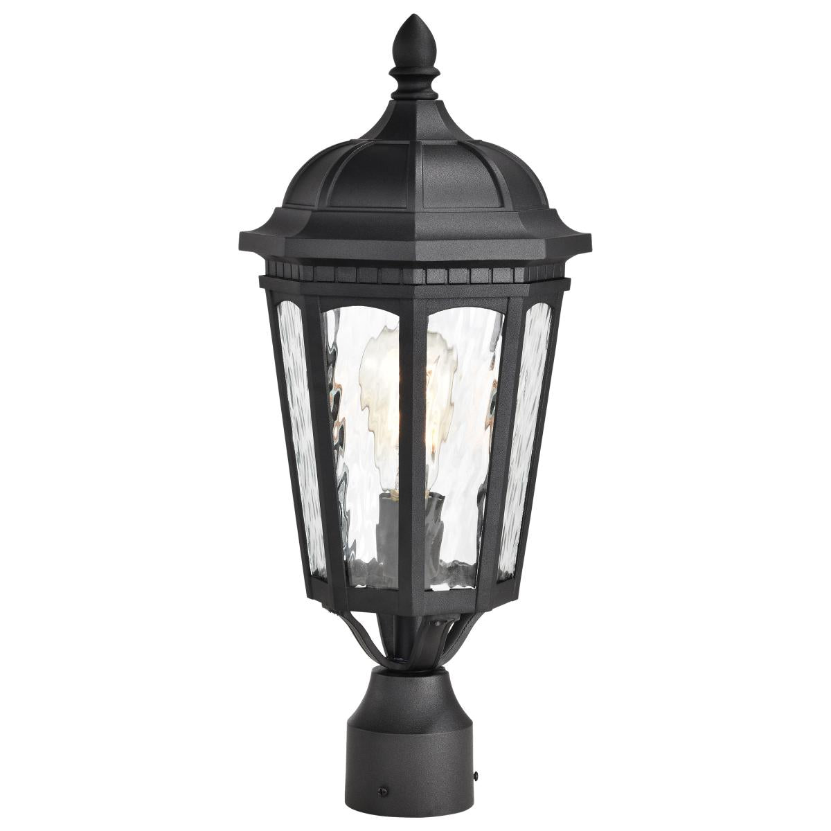 East River Collection Outdoor 19.5 inch Post Light Pole Lantern - Matte Black Finish with Clear Water Glass - Satco 60-5943
