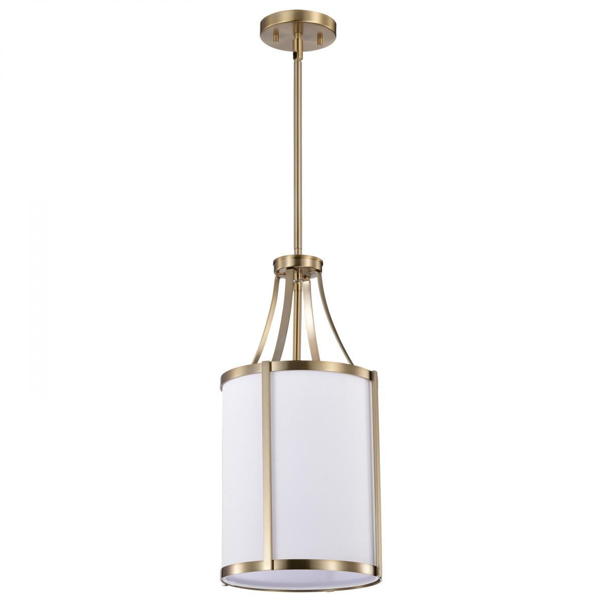 Easton 1 Light Pendant - Burnished Brass Finish - White Linen Shade - Satco 60-7961