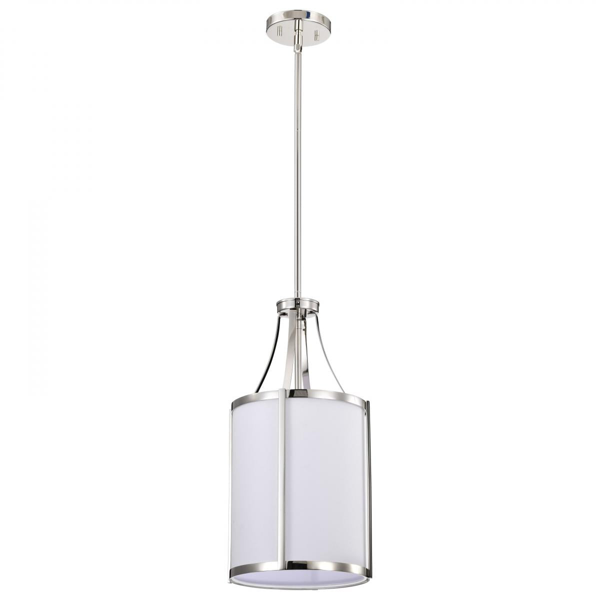 Easton 1 Light Pendant - Polished Nickel Finish - White Linen Shade - Satco 60-7971