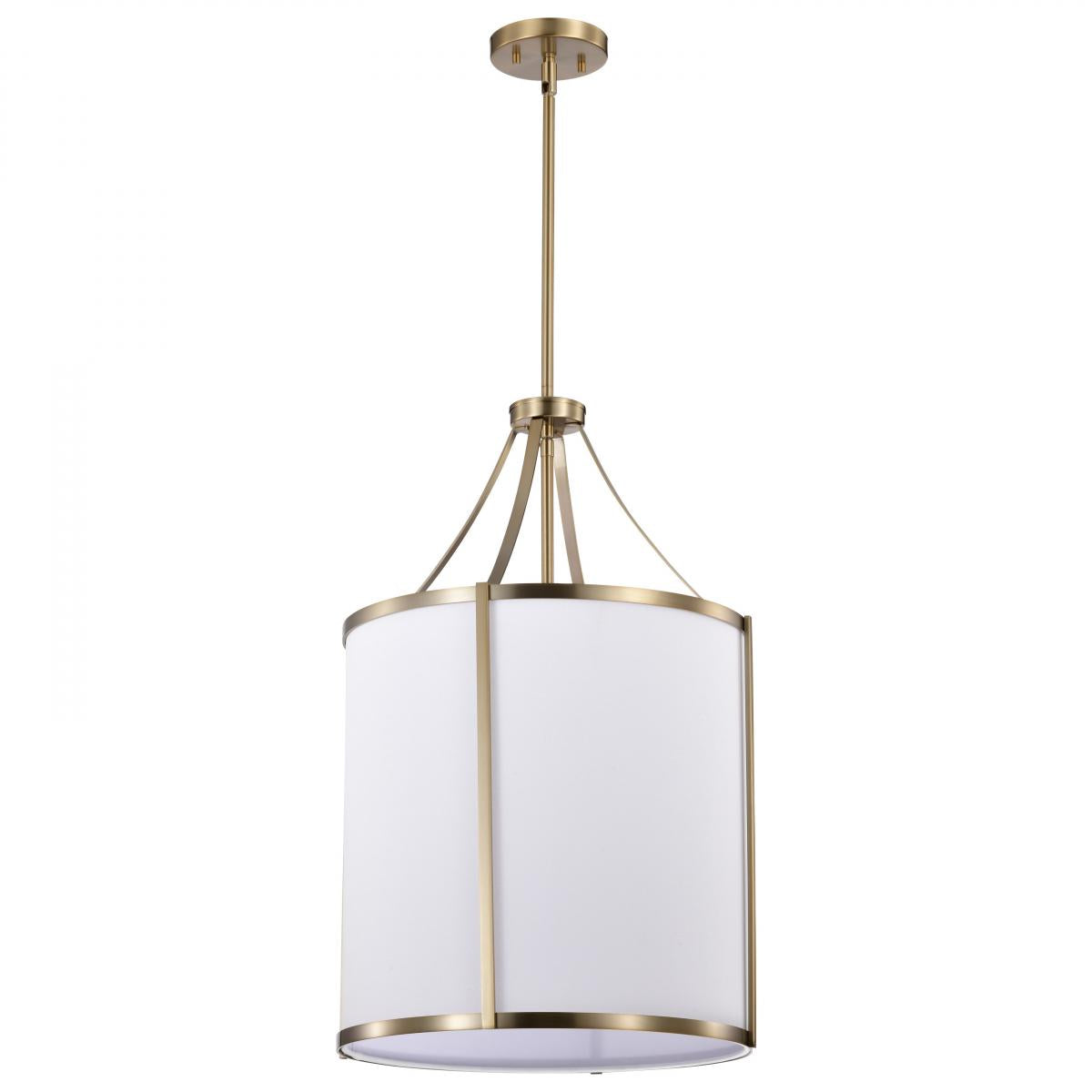Easton 3 Light Pendant - Burnished Brass Finish - White Linen Shade - Satco 60-7962