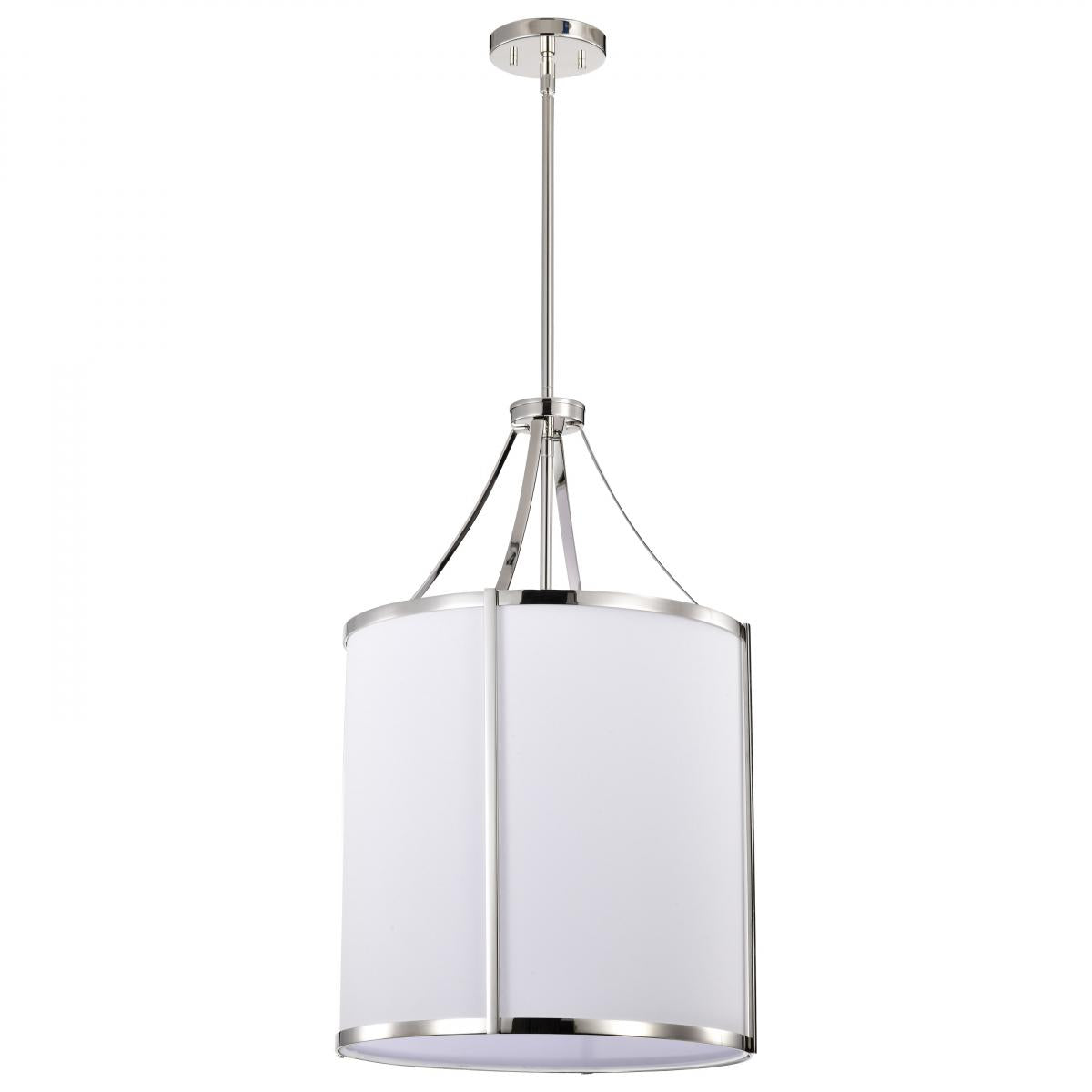 Easton 3 Light Pendant - Polished Nickel Finish - White Linen Shade - Satco 60-7972