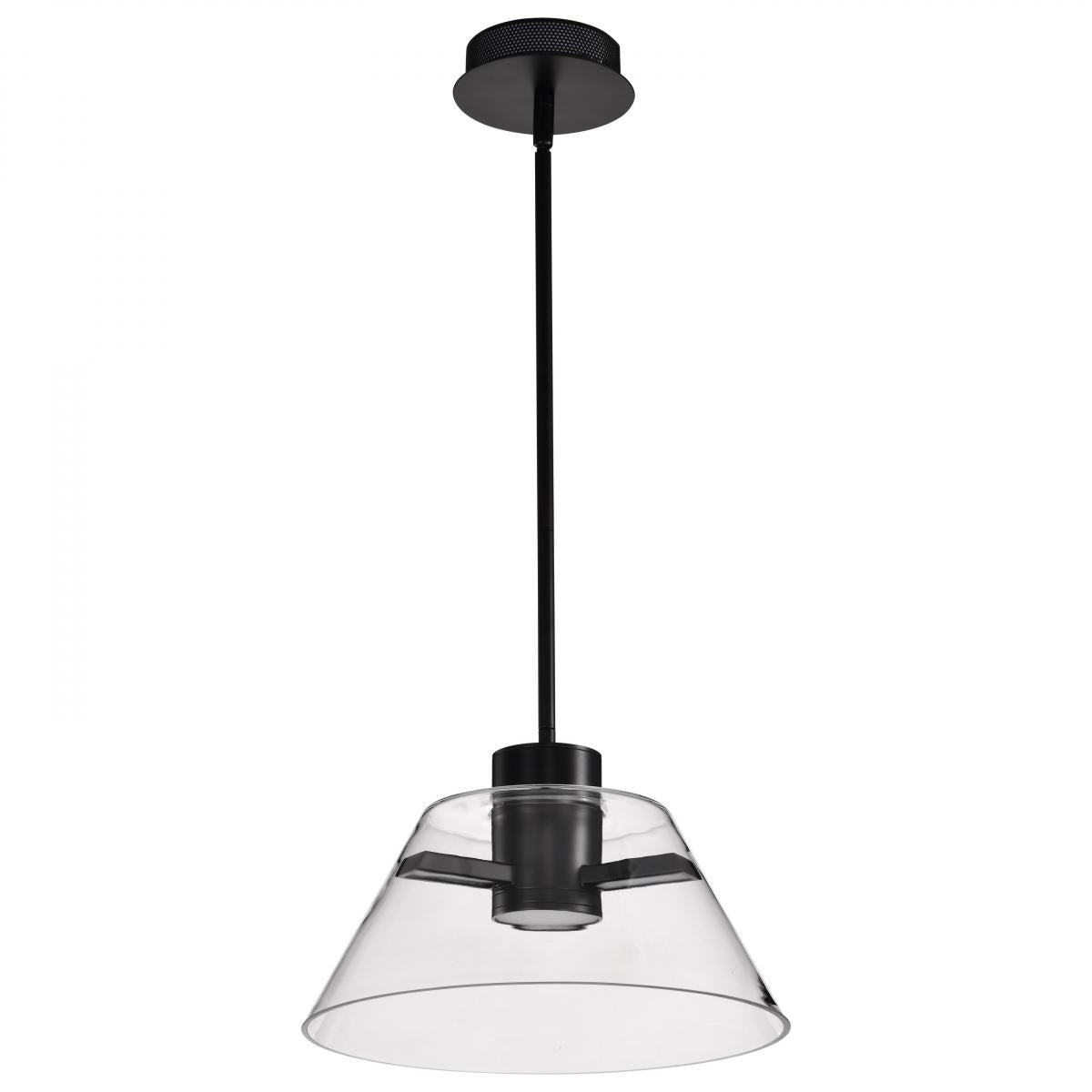 Edmond - 14 Inch LED Pendant - Matte Black with Clear Glass - Satco 62-2061