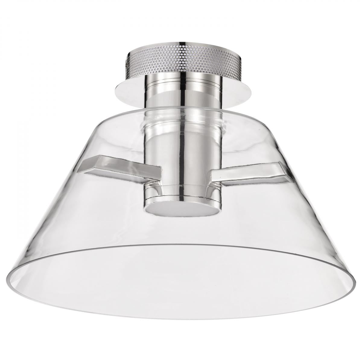 Edmond - 14 Inch LED Semi Flush - Polished Nickel with Clear Glass - Satco 62-2053