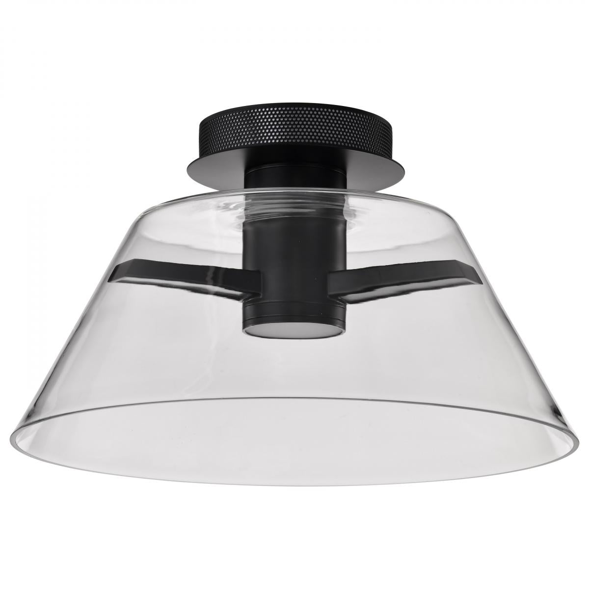 Edmond - 17 Inch LED Semi Flush - Matte Black with Clear Glass - Satco 62-2064