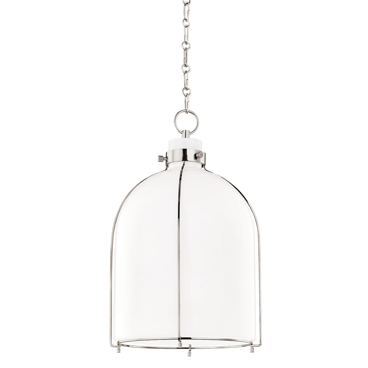 Eldridge Pendant - Opal Bell Shape Glass Shade - Polished Nickel by Hudson Valley Lighting