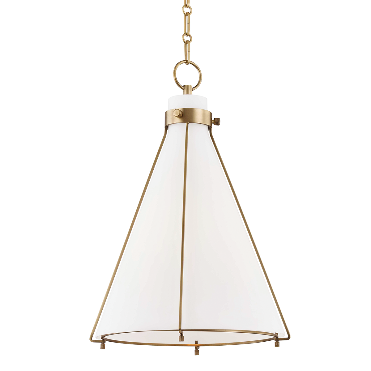 Eldridge Pendant - Tapered Opal Glass Shade - Aged Brass by Hudson Valley Lighting