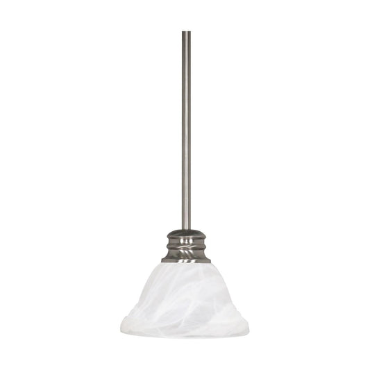 Empire - 1 Light 7" Mini Pendant with Alabaster Glass - Brushed Nickel Finish - Satco 60-365