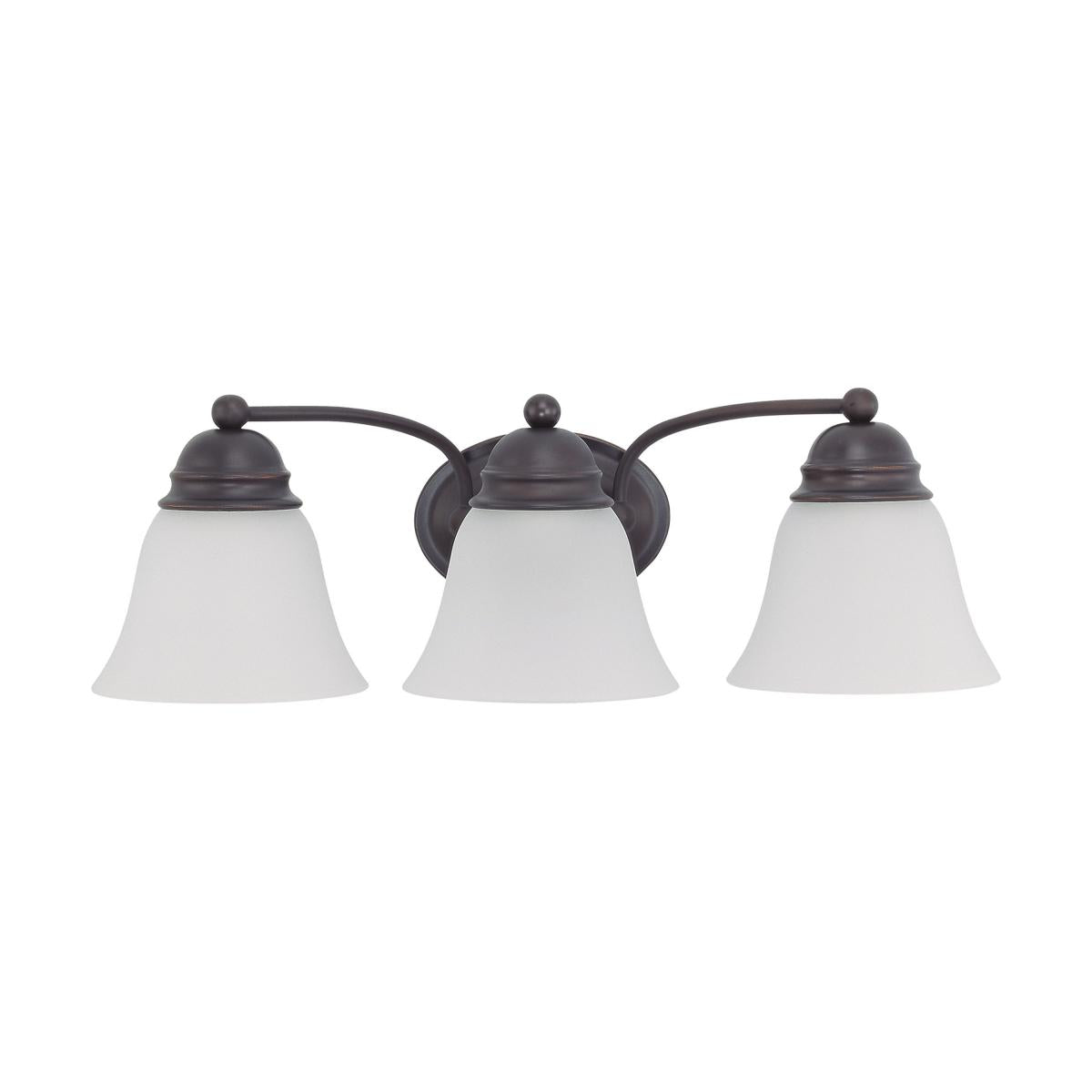 Empire - 3 Light 21" Vanity with Frosted White Glass - Mahogany Bronze Finish - Satco 60-3167