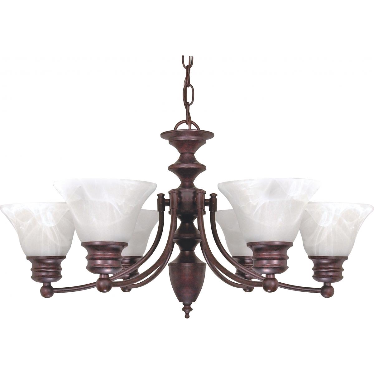 Empire - 6 Light Chandelier with Alabaster Glass - Old Bronze Finish - Satco 60-358