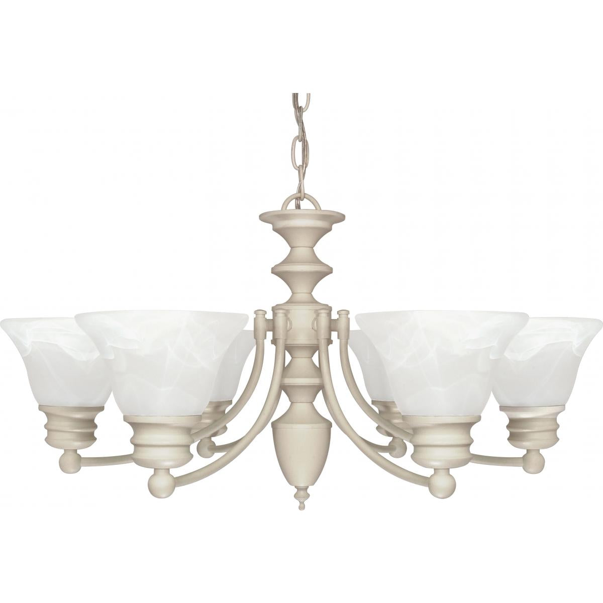 Empire - 6 Light Chandelier with Alabaster Glass - Textured White Finish - Satco 60-359