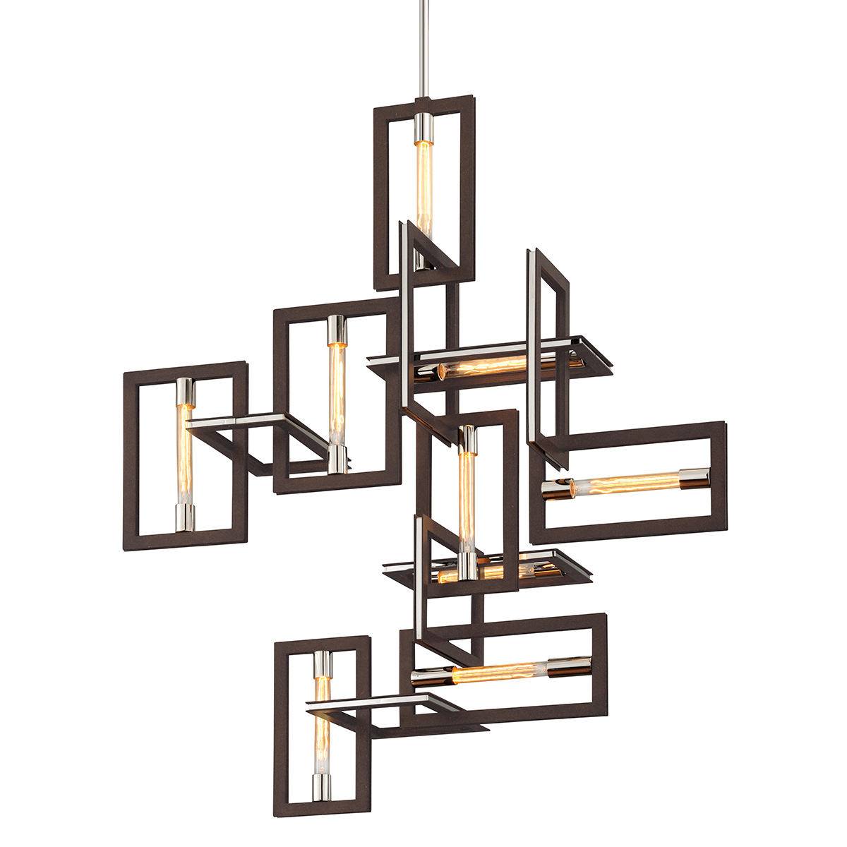 Enigma Chandelier - 9-Light - Bronze With Polished Stainless - Troy Lighting F6189