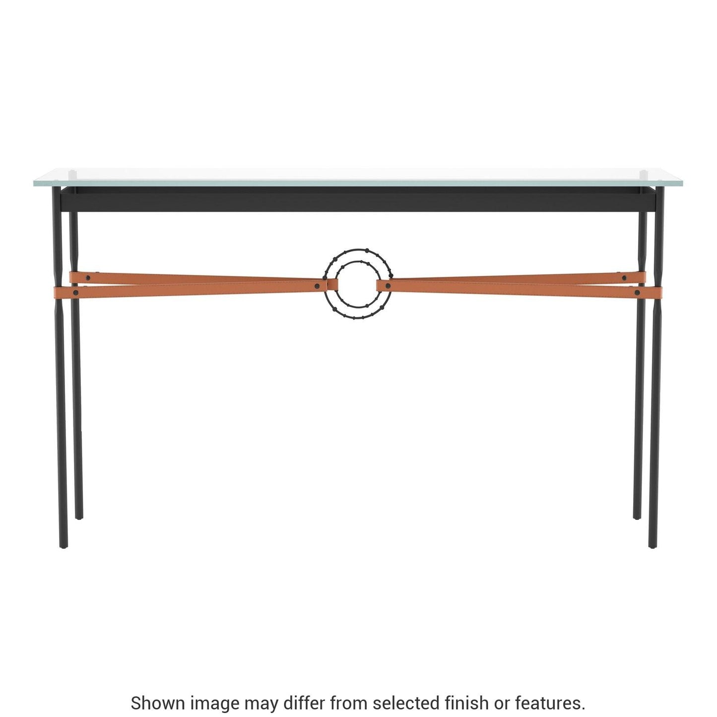 Equus Console Table - Black - Leather Chestnut Accent by Hubbardton Forge