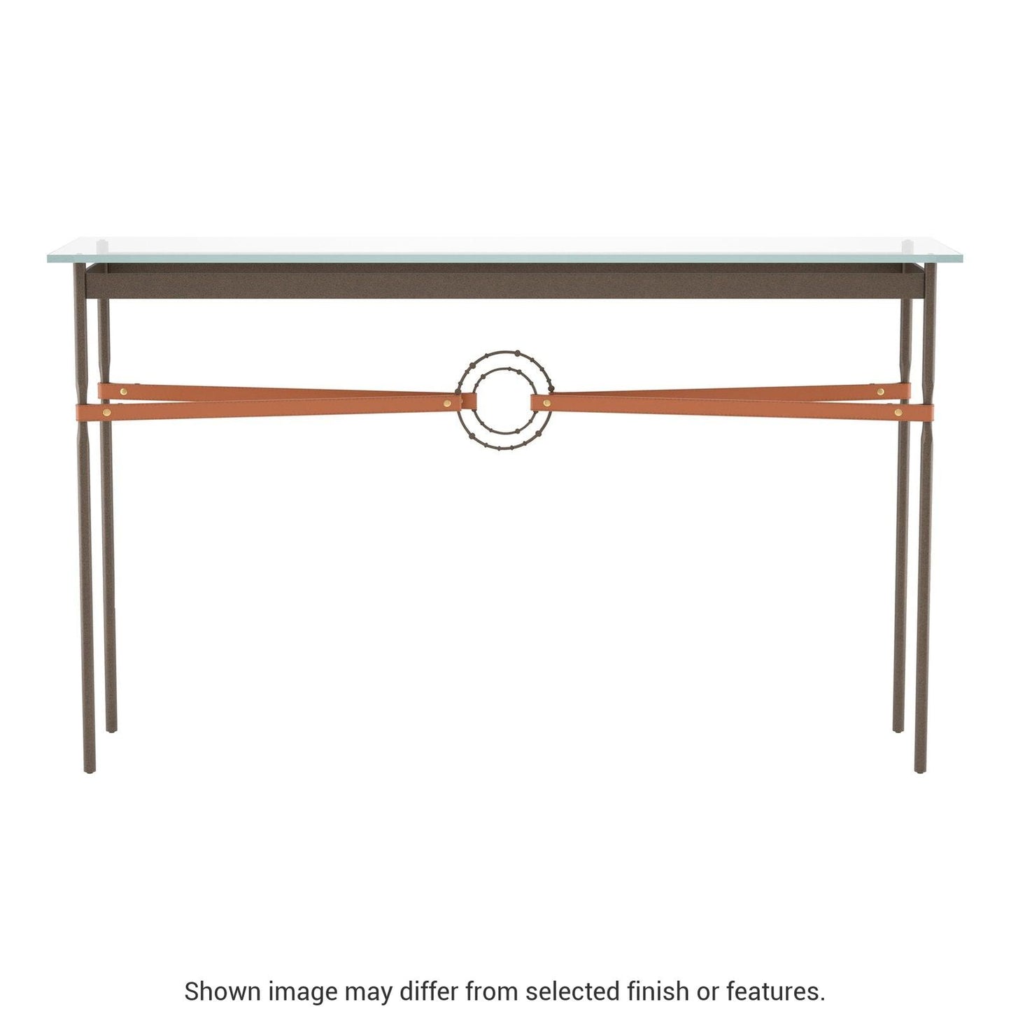 Equus Console Table - Bronze - Leather Chestnut Accent by Hubbardton Forge