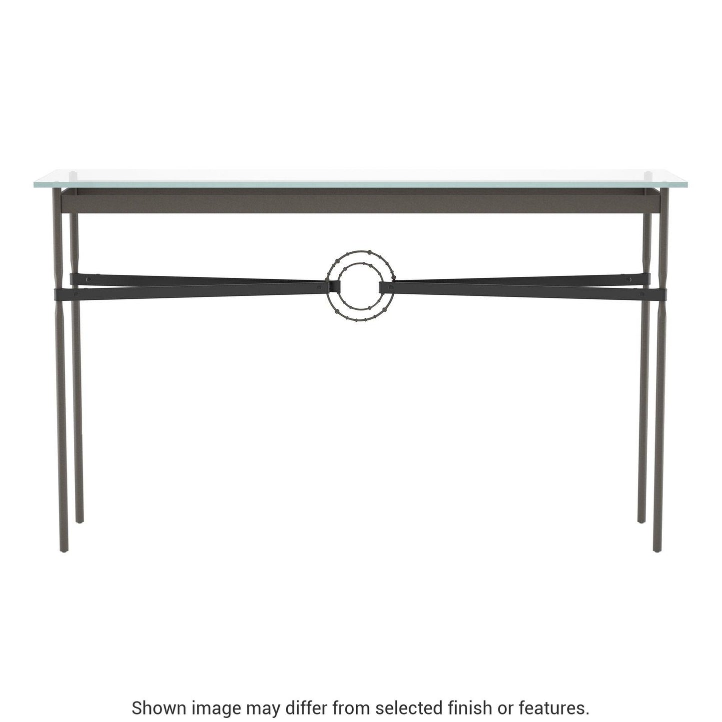 Equus Console Table - Dark Smoke - Leather Black Accent by Hubbardton Forge