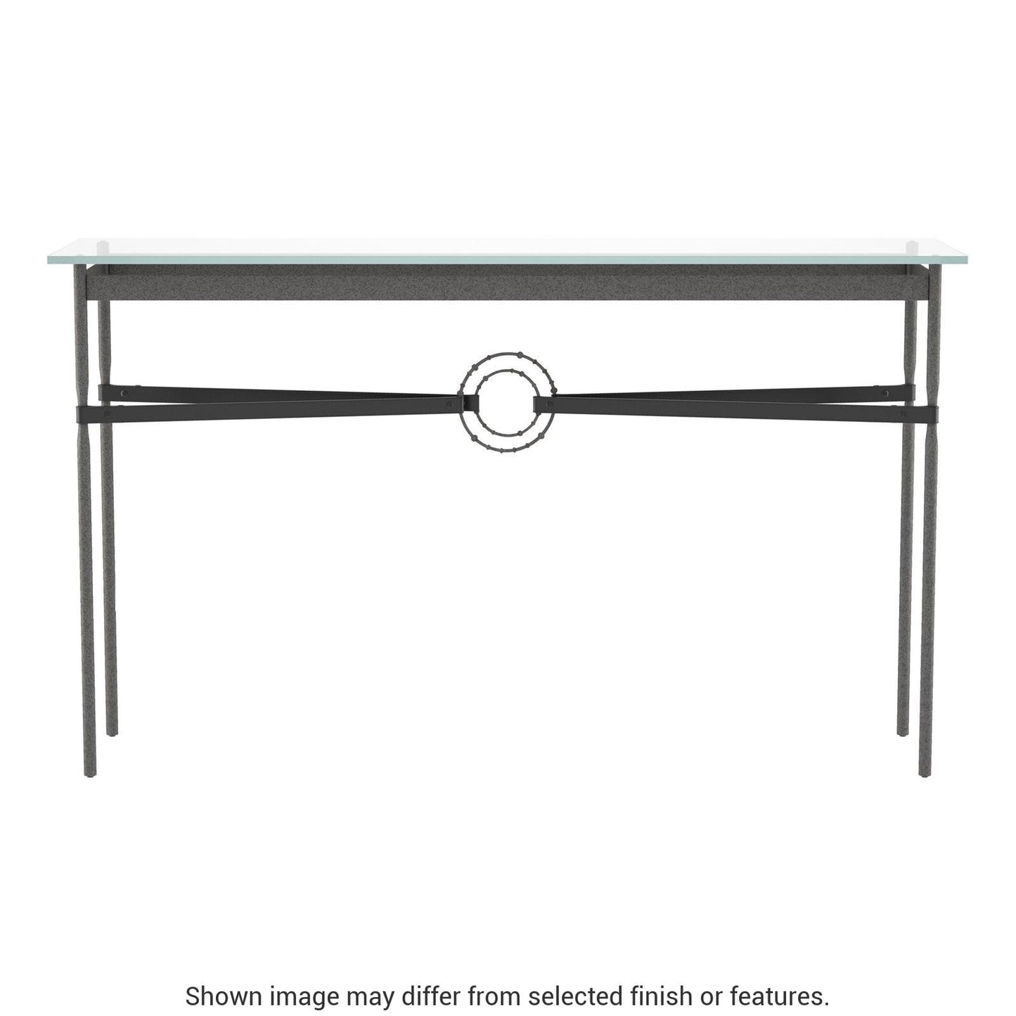 Equus Console Table - Natural Iron - Leather Black Accent by Hubbardton Forge