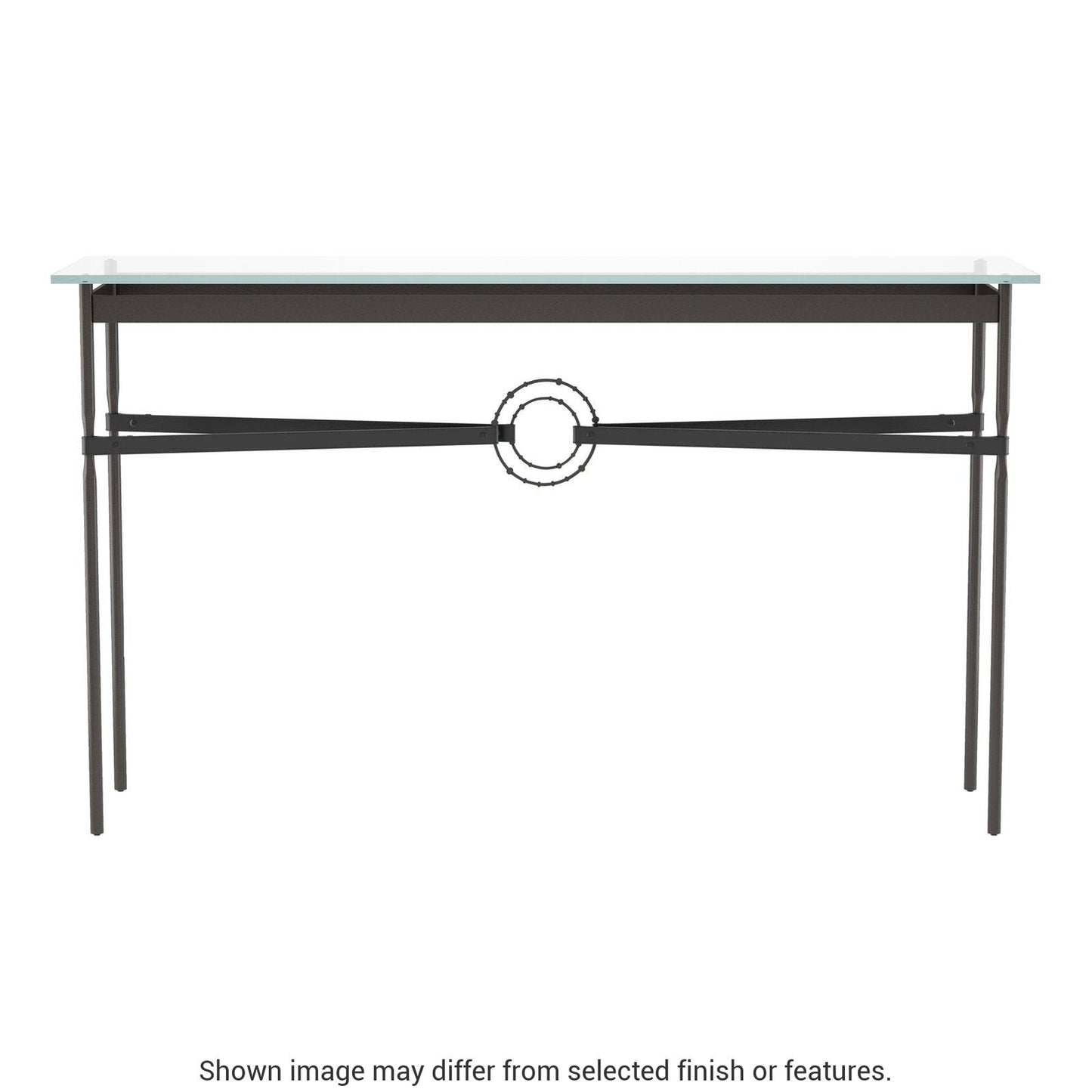 Equus Console Table - Oil Rubbed Bronze - Leather Black Accent by Hubbardton Forge