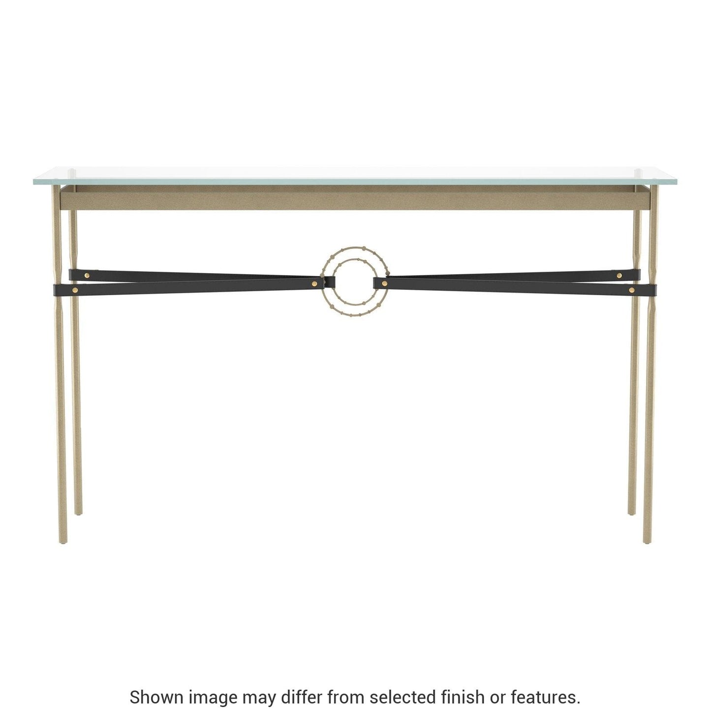 Equus Console Table - Soft Gold - Leather Black Accent by Hubbardton Forge