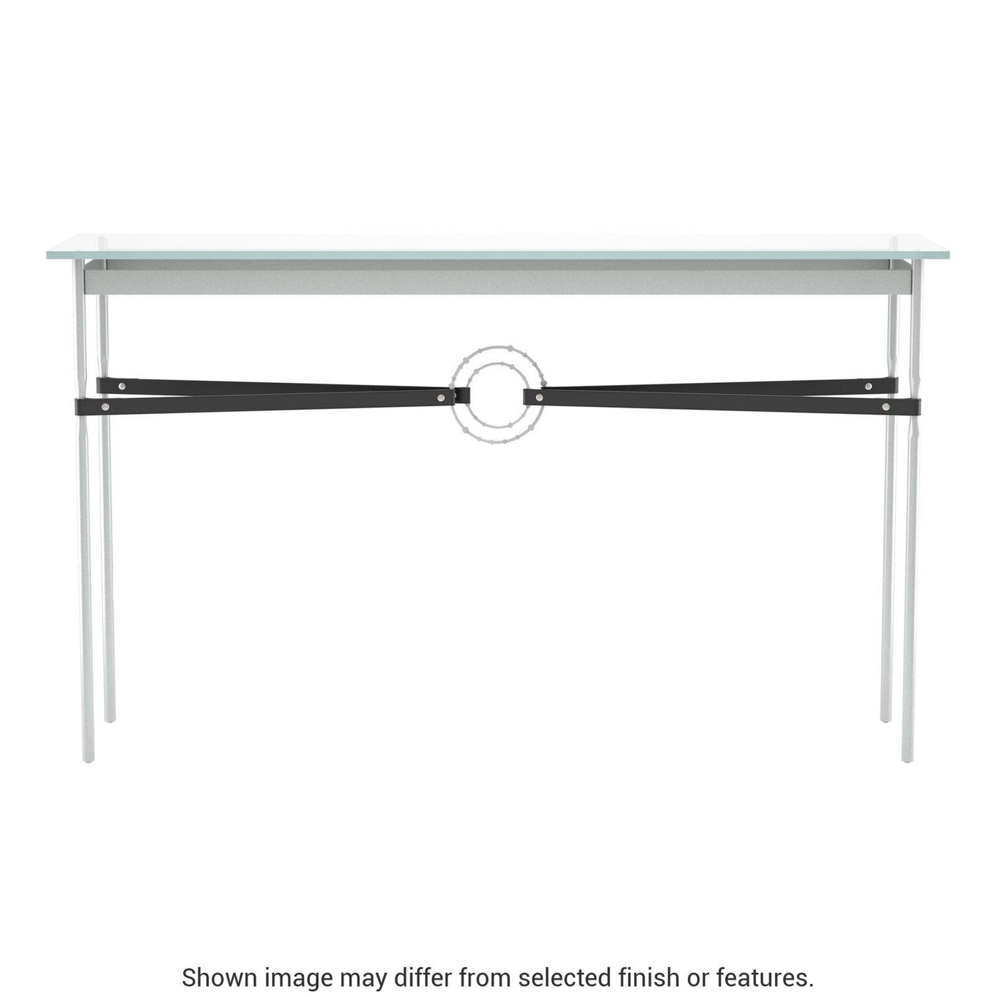 Equus Console Table - Vintage Platinum - Leather Black Accent by Hubbardton Forge