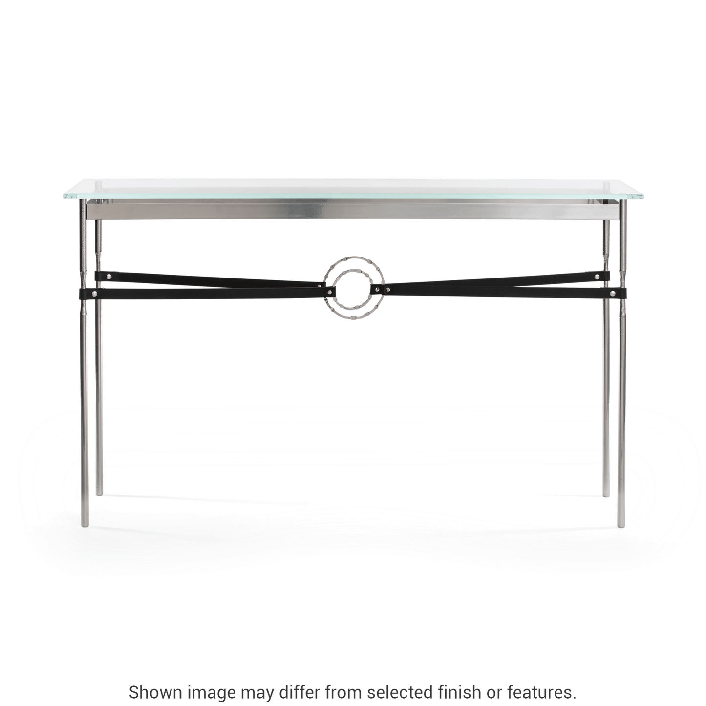 Equus Console Table - White - Leather Chestnut Accent by Hubbardton Forge