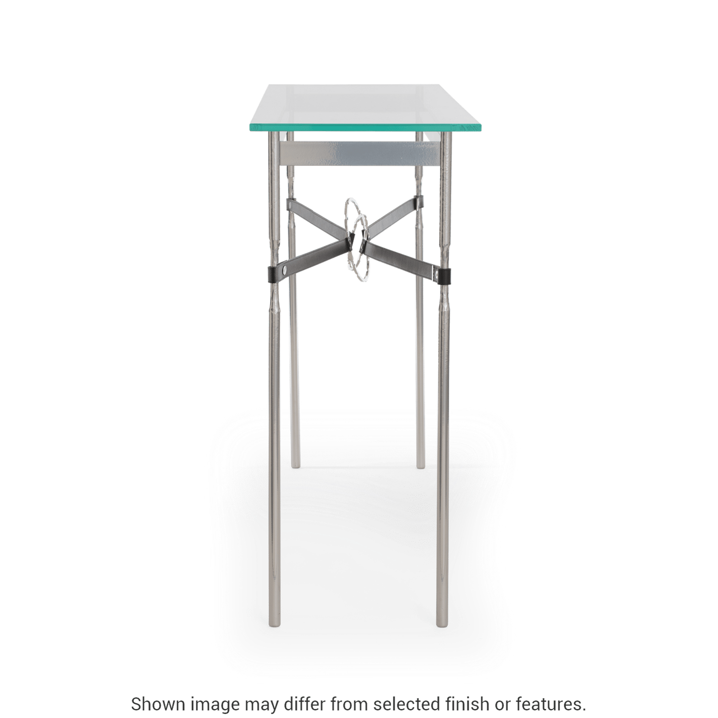 Equus Console Table - White - Leather Chestnut Accent by Hubbardton Forge