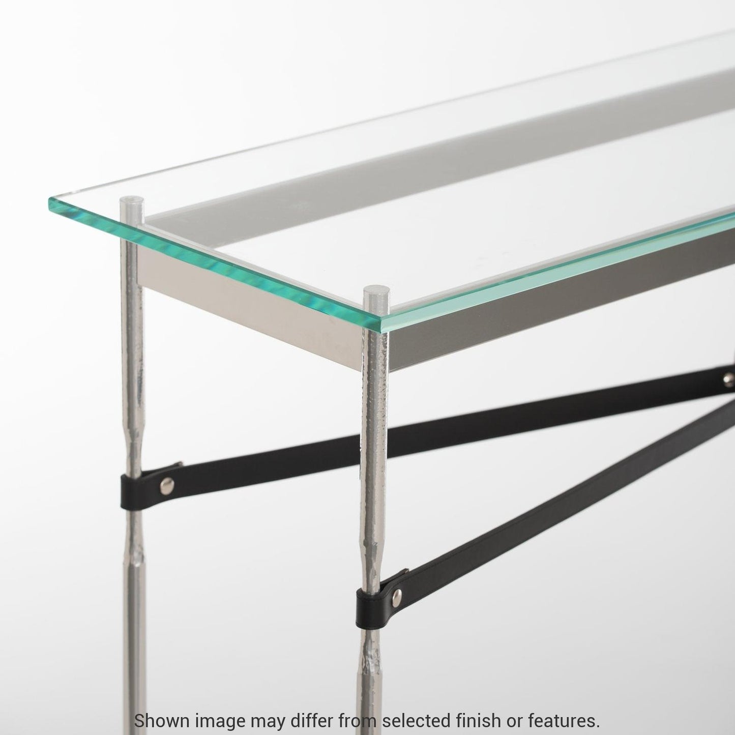 Equus Console Table - White - Leather Chestnut Accent by Hubbardton Forge