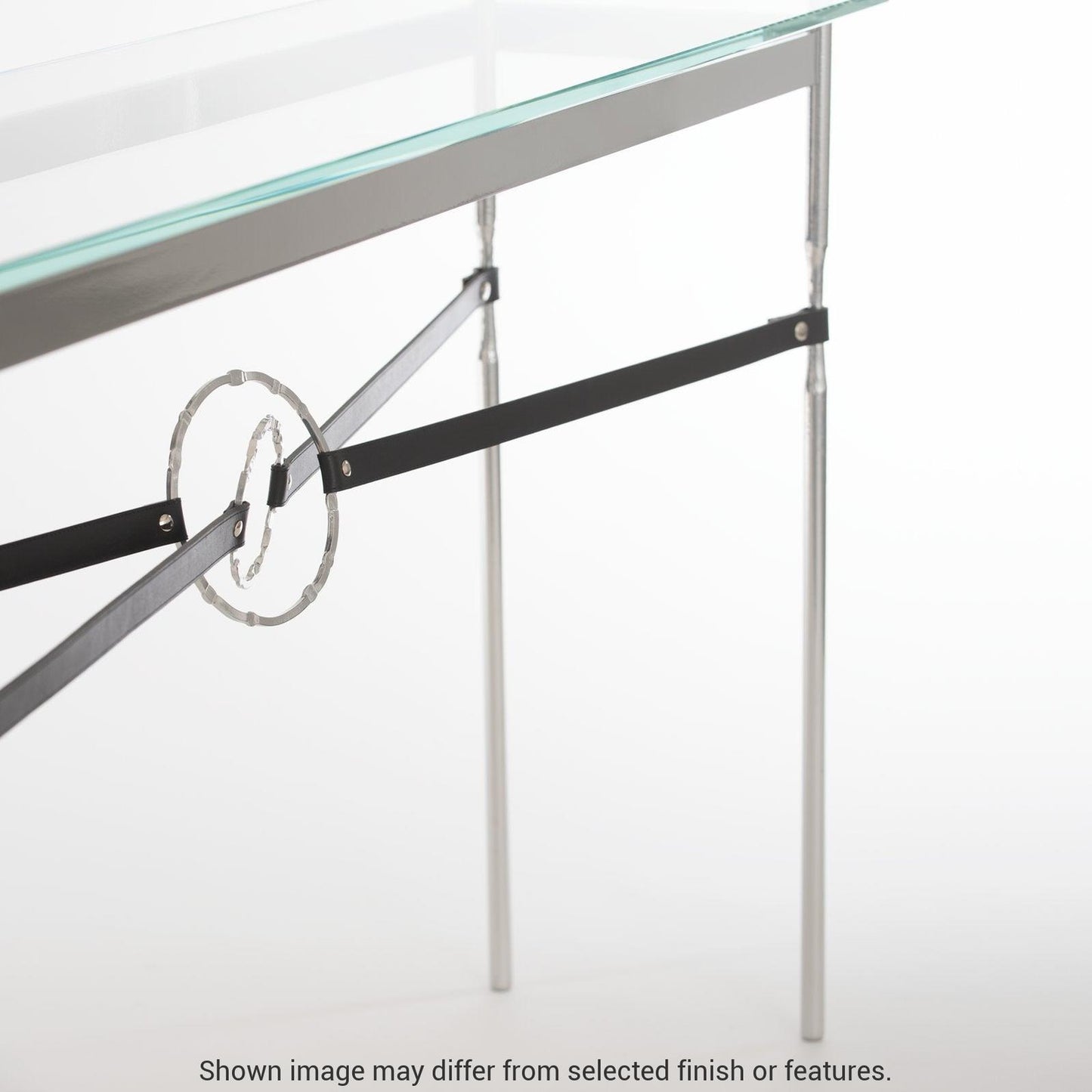 Equus Console Table - White - Leather Chestnut Accent by Hubbardton Forge