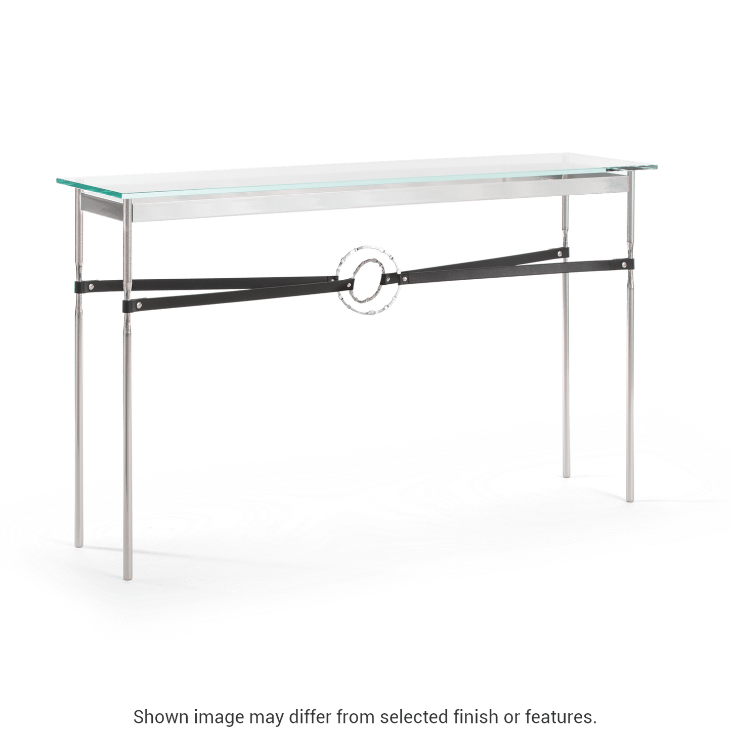 Equus Console Table - White - Leather Chestnut Accent by Hubbardton Forge