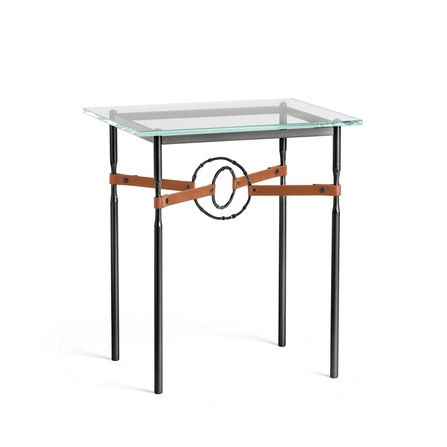 Equus Side Table - Black - Leather Chestnut Accent by Hubbardton Forge