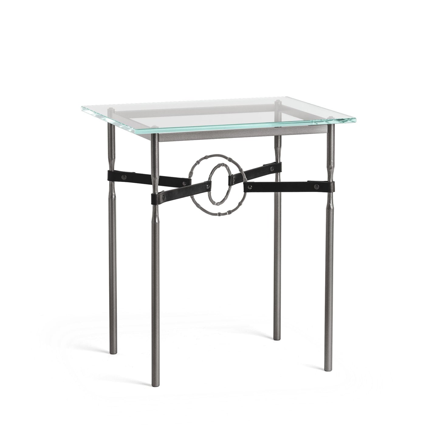Equus Side Table - Dark Smoke - Leather Black Accent by Hubbardton Forge