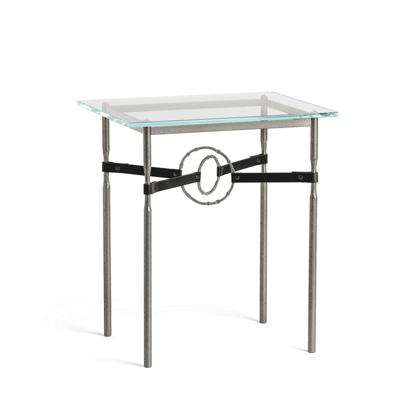 Equus Side Table - Natural Iron - Leather Black Accent by Hubbardton Forge