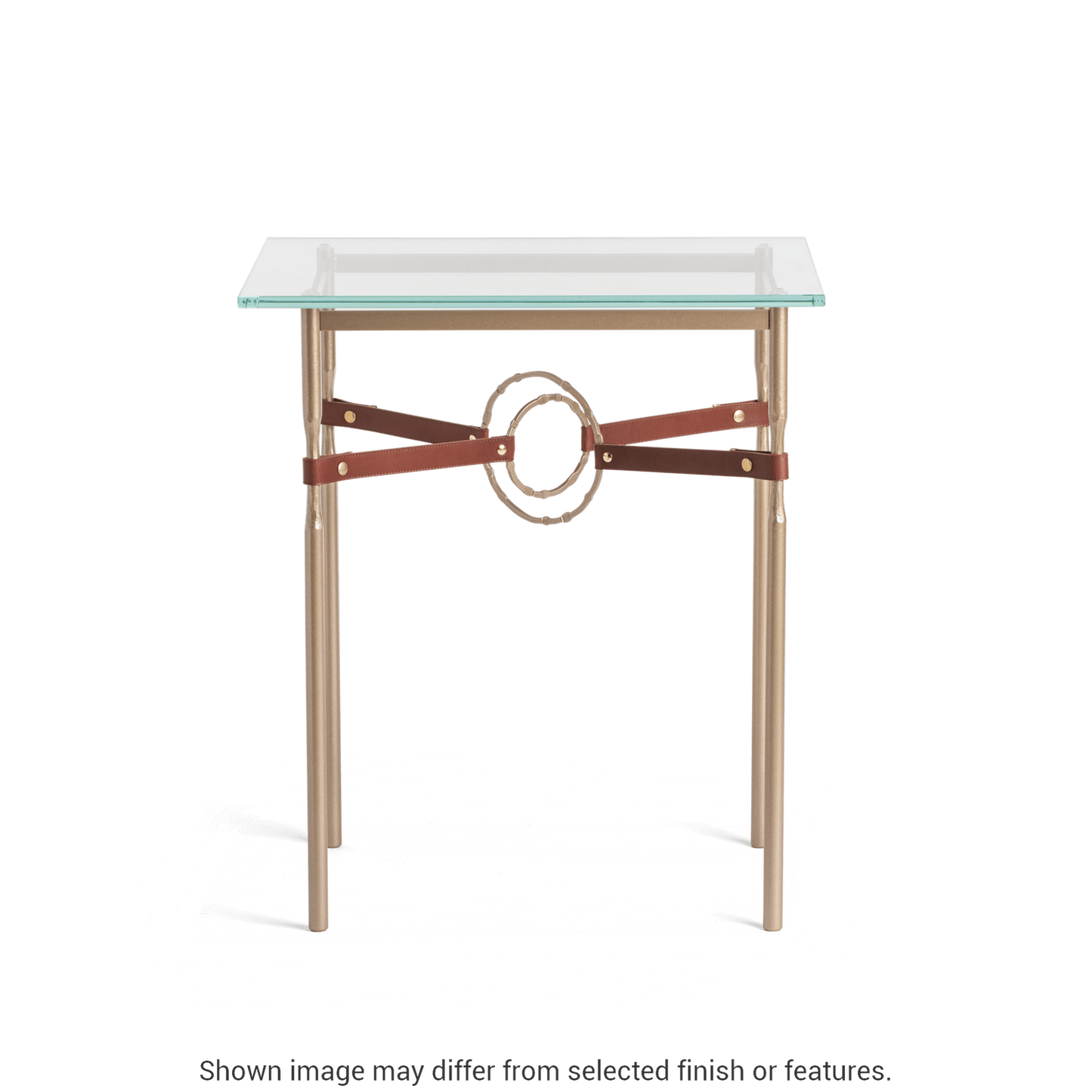 Equus Side Table - White - Leather Chestnut Accent by Hubbardton Forge