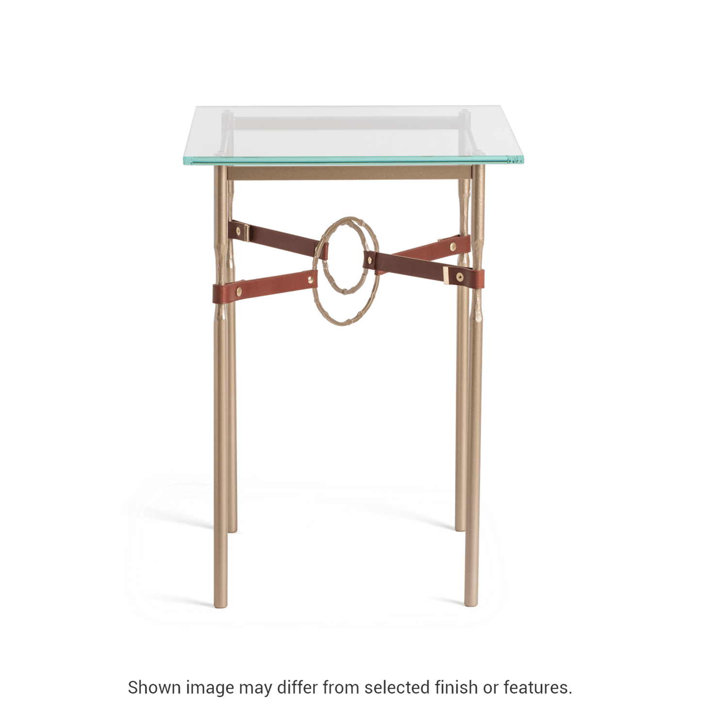 Equus Side Table - White - Leather Chestnut Accent by Hubbardton Forge