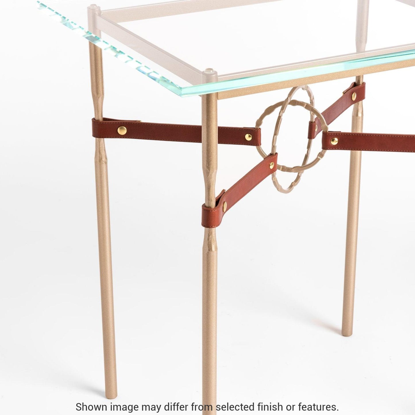 Equus Side Table - White - Leather Chestnut Accent by Hubbardton Forge