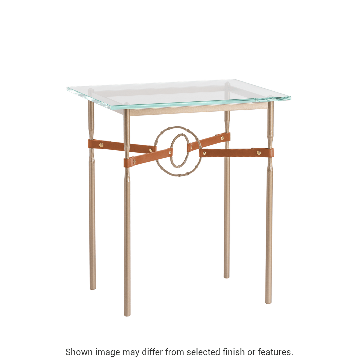 Equus Side Table - White - Leather Chestnut Accent by Hubbardton Forge