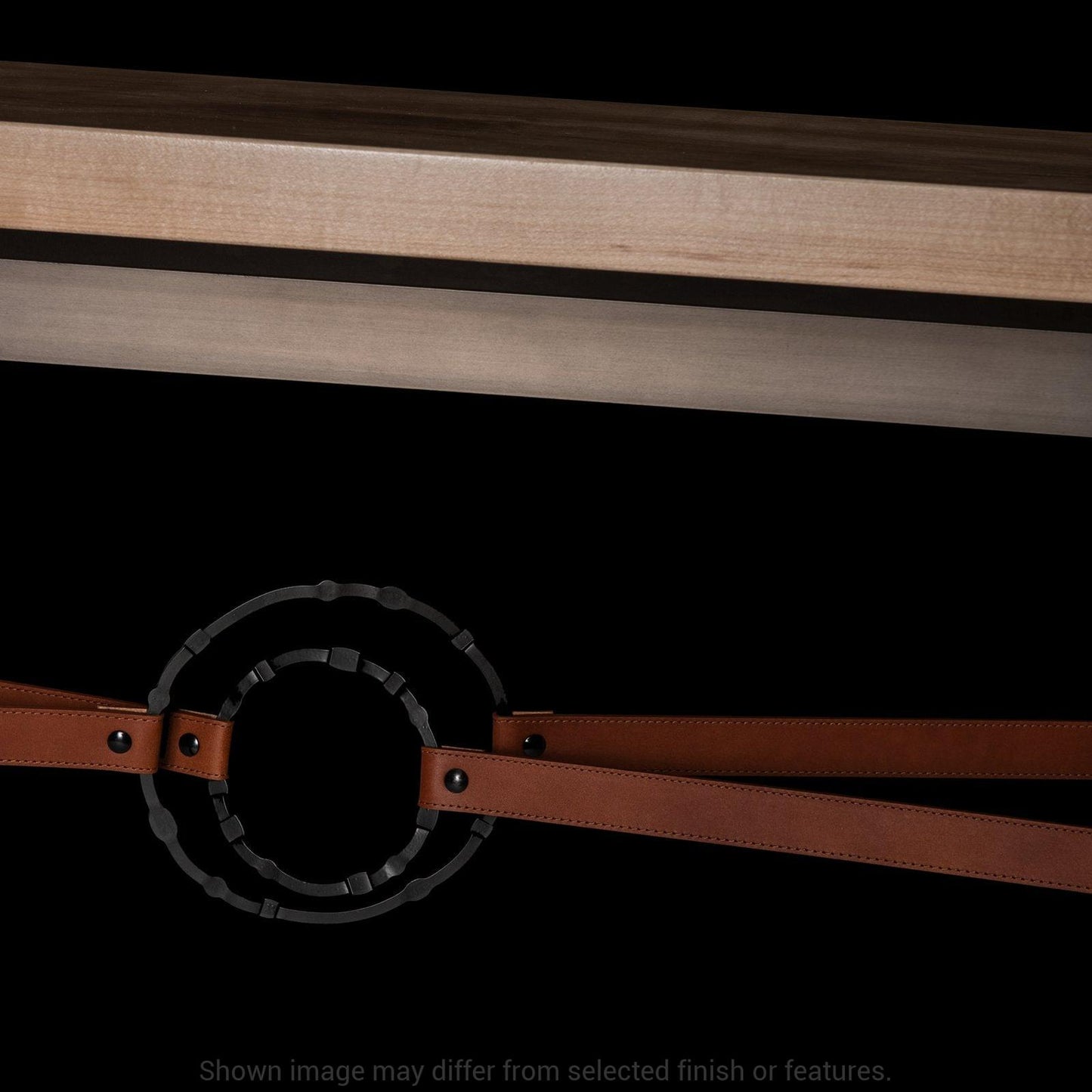 Equus Wood Top Console Table - White - Leather Chestnut Accent - Maple Natural Wood Top Accent by Hubbardton Forge