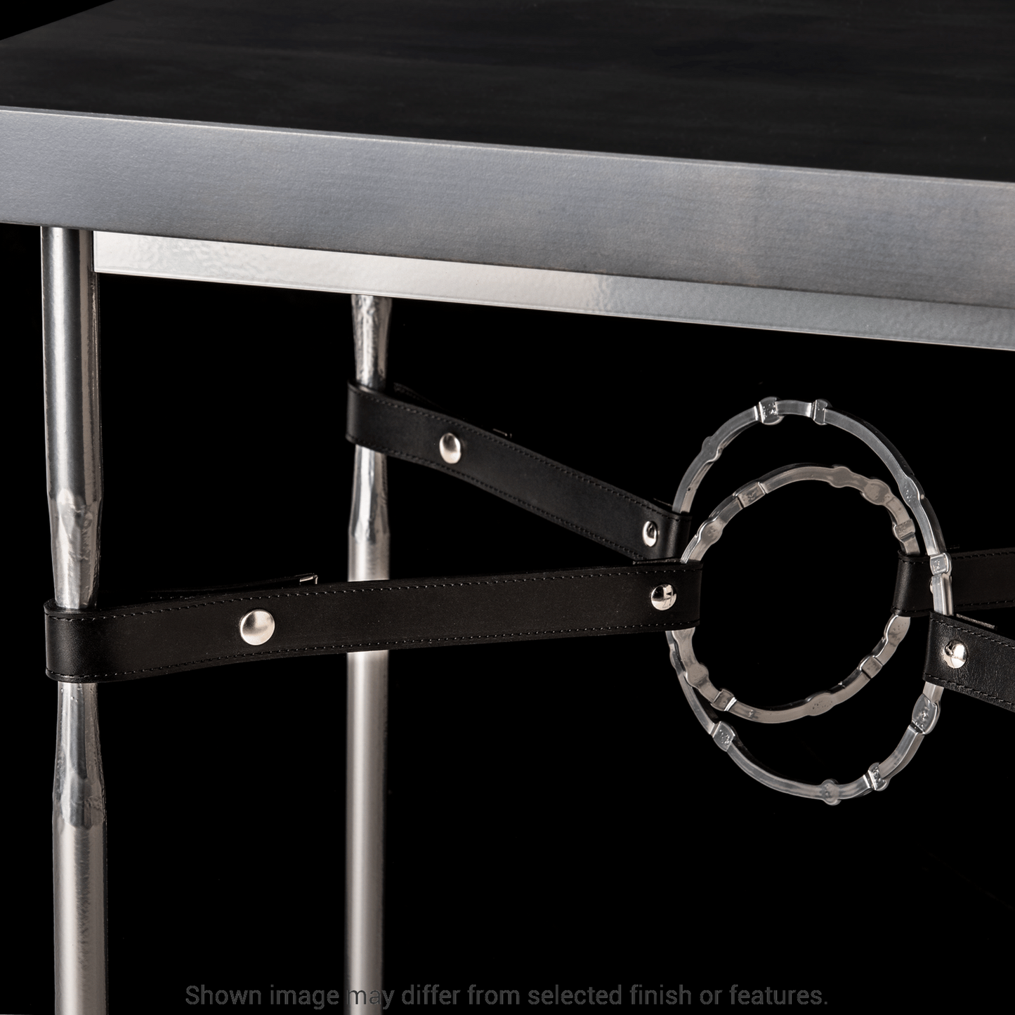 Equus Wood Top Side Table - White - Leather Chestnut Accent - Maple Natural Wood Top Accent by Hubbardton Forge