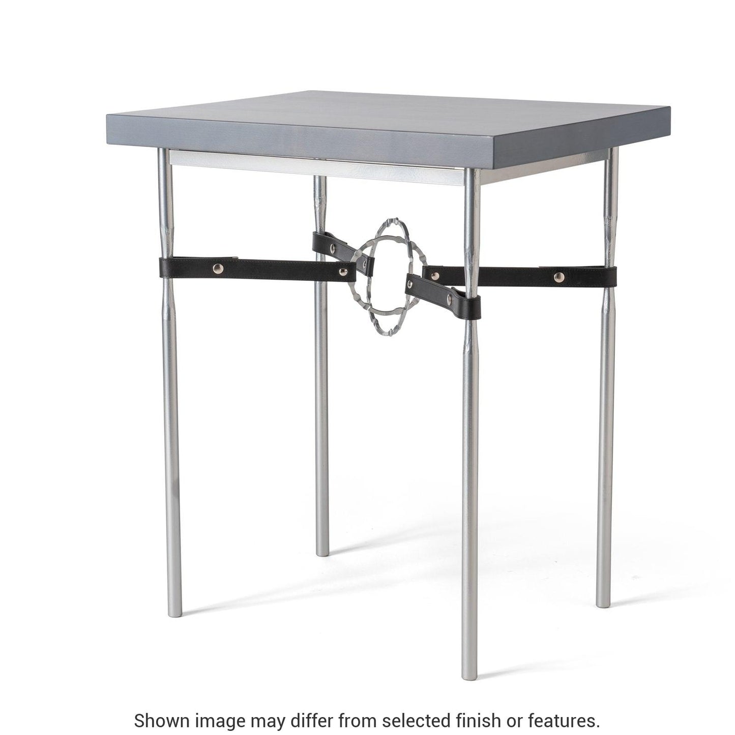 Equus Wood Top Side Table - White - Leather Chestnut Accent - Maple Natural Wood Top Accent by Hubbardton Forge