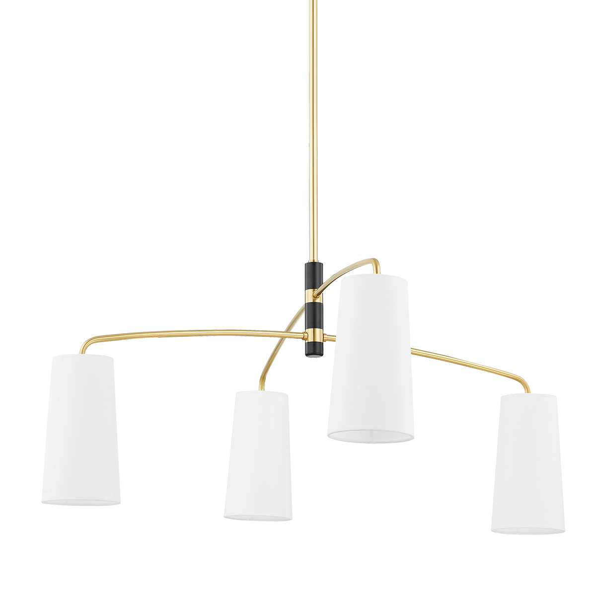 Evelyn Chandelier - 4-Light - Aged Brass/Soft Black - Mitzi H612804-AGB/SBK