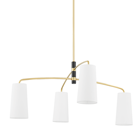 Evelyn Chandelier - 4-Light - Aged Brass/Soft Black - Mitzi H612804-AGB/SBK