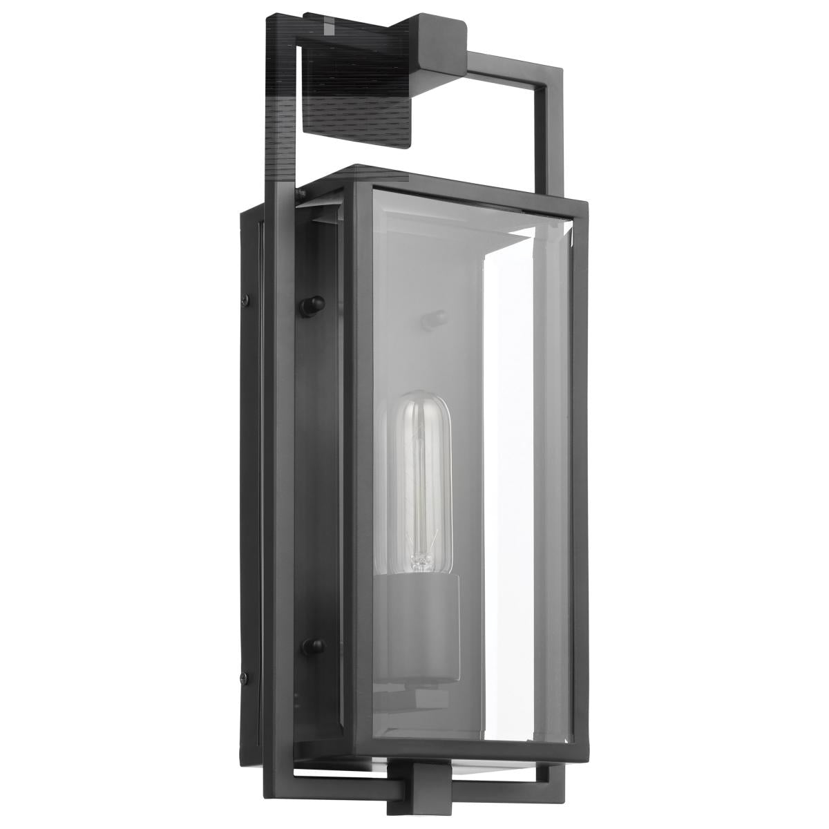 Exhibit - 1 Light - Medium Wall Lantern - Matte Black Finish with Clear Beveled Glass - Satco 60-7544